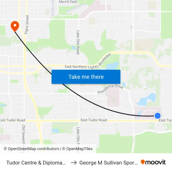 Tudor Centre & Diplomacy Dr Nne to George M Sullivan Sports Arena map
