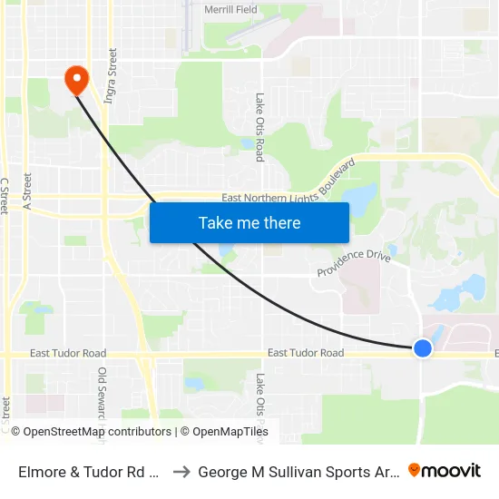 Elmore & Tudor Rd Nne to George M Sullivan Sports Arena map