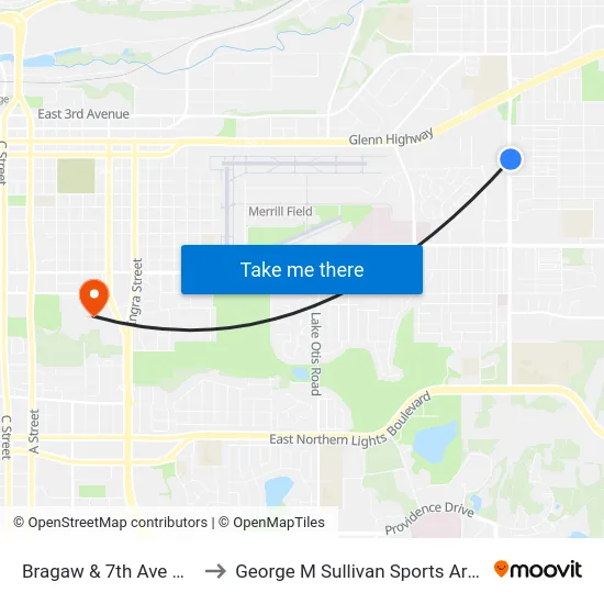 Bragaw & 7th Ave Nne to George M Sullivan Sports Arena map