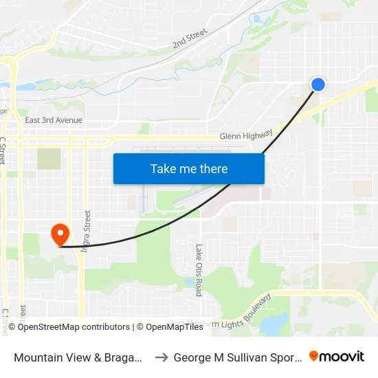 Mountain View & Bragaw St Wsw to George M Sullivan Sports Arena map