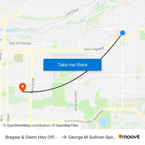Bragaw & Glenn Hwy Off-Ramp Nne to George M Sullivan Sports Arena map