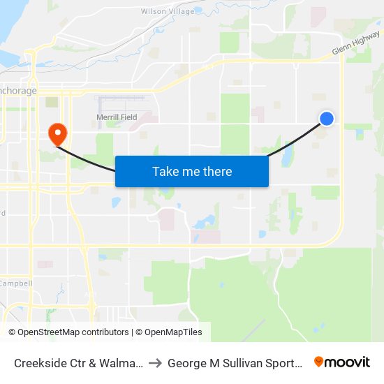 Creekside Ctr & Walmart Nne to George M Sullivan Sports Arena map