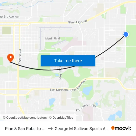 Pine & San Roberto Nne to George M Sullivan Sports Arena map