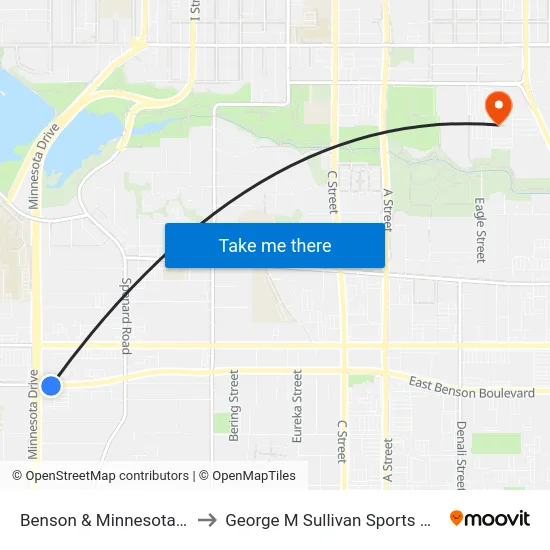 Benson & Minnesota Ese to George M Sullivan Sports Arena map