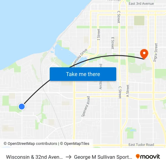 Wisconsin & 32nd Avenue Ssw to George M Sullivan Sports Arena map