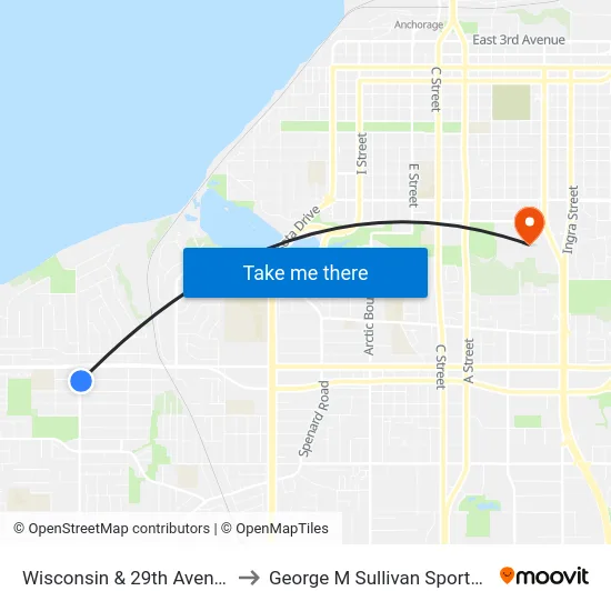 Wisconsin & 29th Avenue Sse to George M Sullivan Sports Arena map