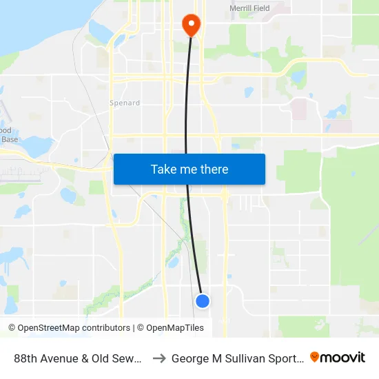 88th Avenue & Old Seward Wsw to George M Sullivan Sports Arena map