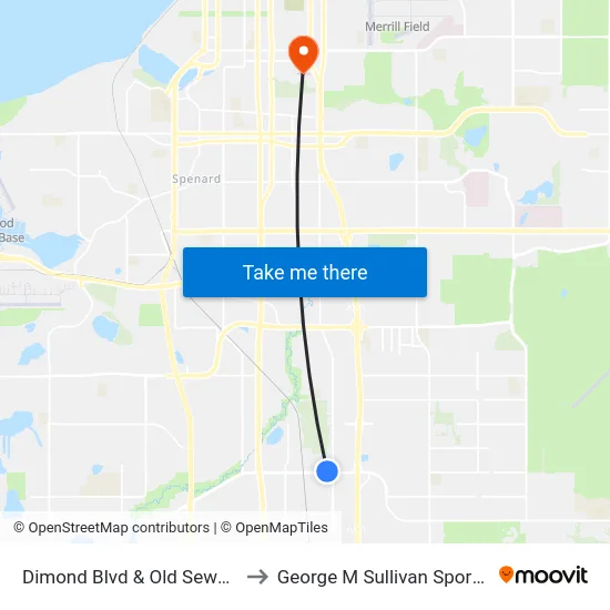 Dimond Blvd & Old Seward Wnw to George M Sullivan Sports Arena map