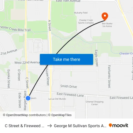 C Street & Fireweed Ssw to George M Sullivan Sports Arena map