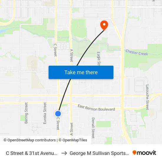 C Street & 31st Avenue Nnw to George M Sullivan Sports Arena map