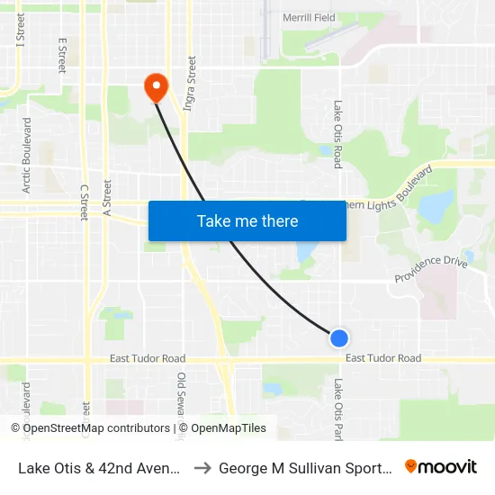 Lake Otis & 42nd Avenue Nnw to George M Sullivan Sports Arena map