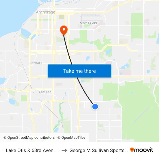 Lake Otis & 63rd Avenue Ssw to George M Sullivan Sports Arena map