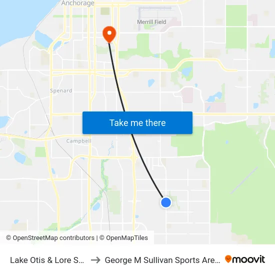 Lake Otis & Lore Ssw to George M Sullivan Sports Arena map