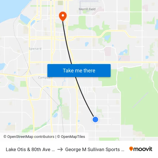 Lake Otis & 80th Ave Ssw to George M Sullivan Sports Arena map