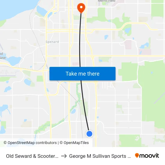 Old Seward & Scooter Nne to George M Sullivan Sports Arena map