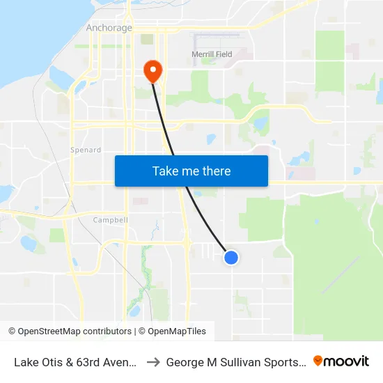 Lake Otis & 63rd Avenue Sse to George M Sullivan Sports Arena map