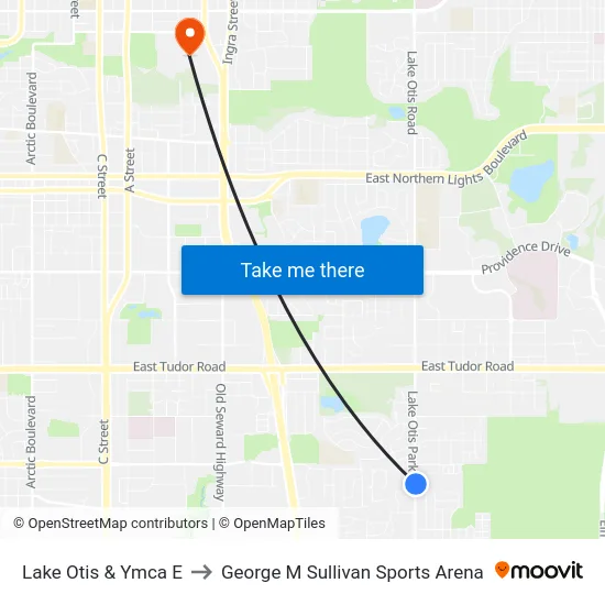 Lake Otis & Ymca E to George M Sullivan Sports Arena map
