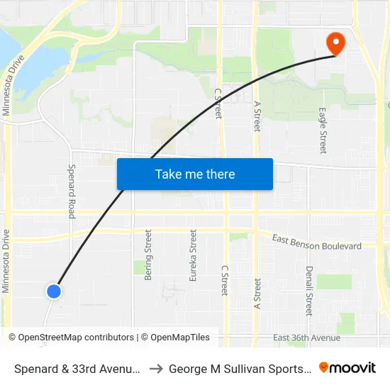 Spenard & 33rd Avenue Nnw to George M Sullivan Sports Arena map