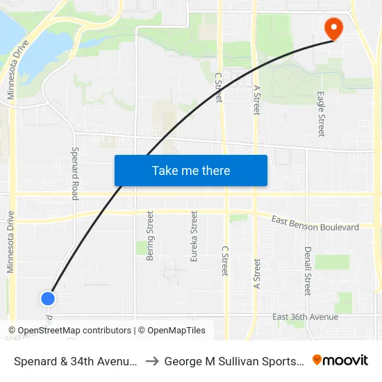 Spenard & 34th Avenue Ssw to George M Sullivan Sports Arena map