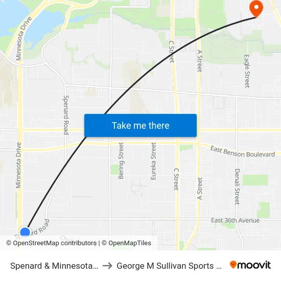 Spenard & Minnesota Ene to George M Sullivan Sports Arena map