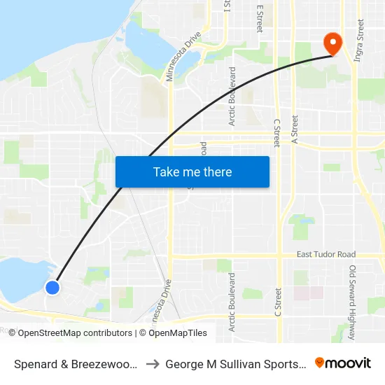Spenard & Breezewood Ssw to George M Sullivan Sports Arena map