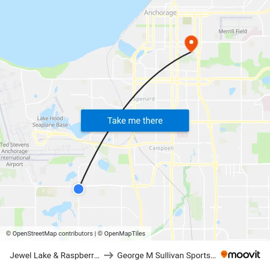 Jewel Lake & Raspberry Ssw to George M Sullivan Sports Arena map