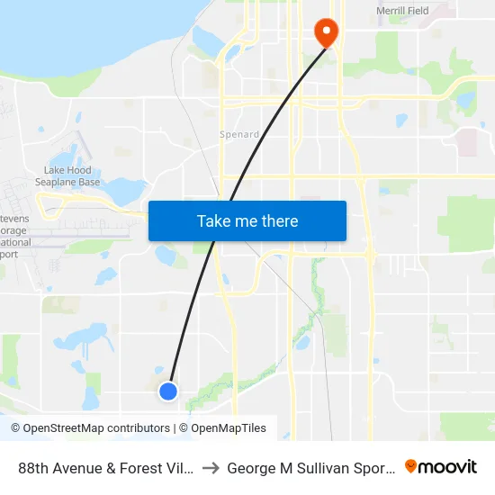88th Avenue & Forest Village Ene to George M Sullivan Sports Arena map