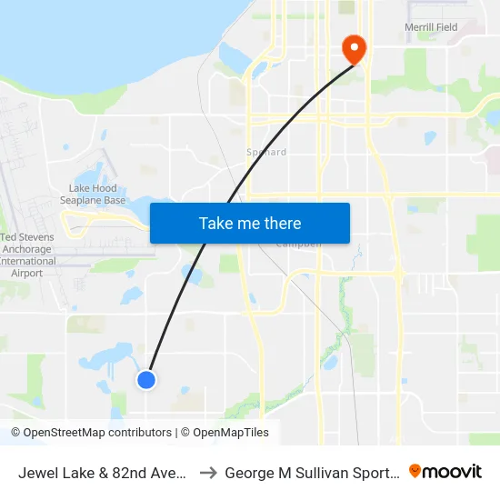 Jewel Lake & 82nd Avenue Nne to George M Sullivan Sports Arena map