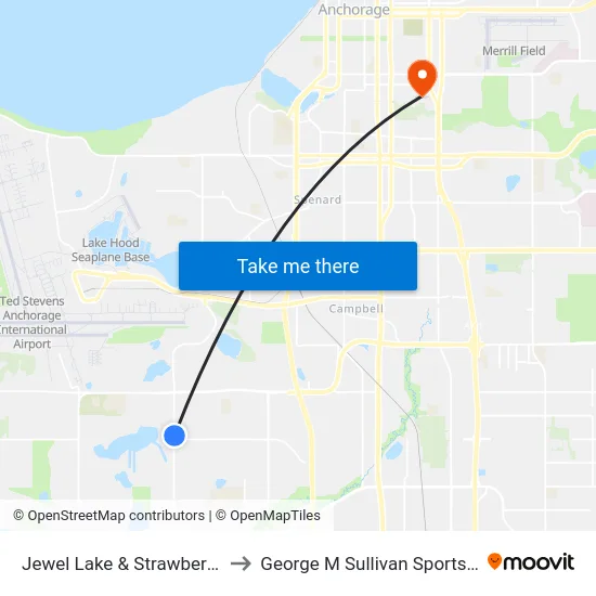 Jewel Lake & Strawberry Nne to George M Sullivan Sports Arena map