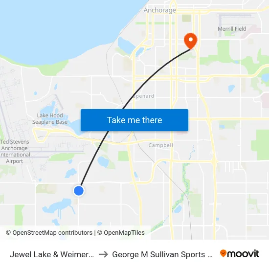 Jewel Lake & Weimer Nne to George M Sullivan Sports Arena map