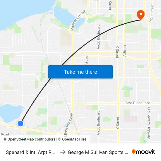 Spenard & Intl Arpt Rd Nne to George M Sullivan Sports Arena map