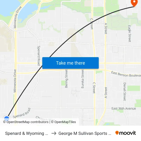 Spenard & Wyoming Wsw to George M Sullivan Sports Arena map