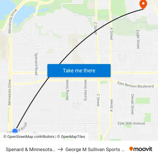 Spenard & Minnesota Ese to George M Sullivan Sports Arena map