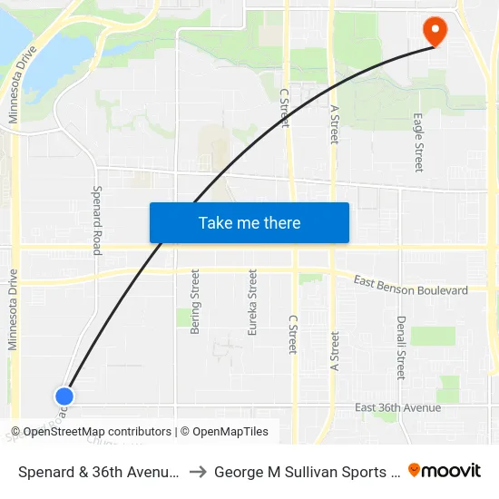 Spenard & 36th Avenue Nne to George M Sullivan Sports Arena map