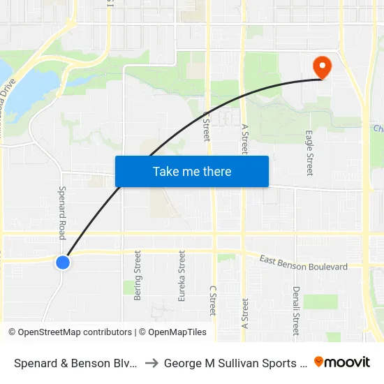 Spenard & Benson Blvd Sse to George M Sullivan Sports Arena map