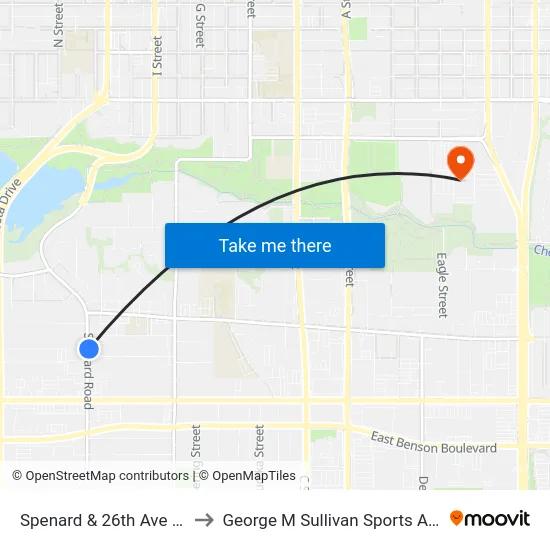 Spenard & 26th Ave Nne to George M Sullivan Sports Arena map