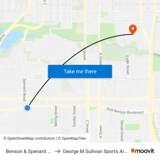 Benson & Spenard Ese to George M Sullivan Sports Arena map