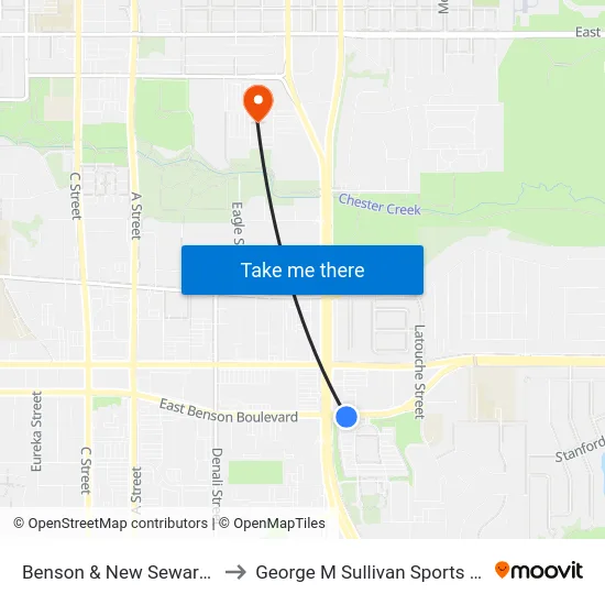 Benson & New Seward Ese to George M Sullivan Sports Arena map