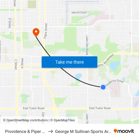 Providence & Piper Ese to George M Sullivan Sports Arena map
