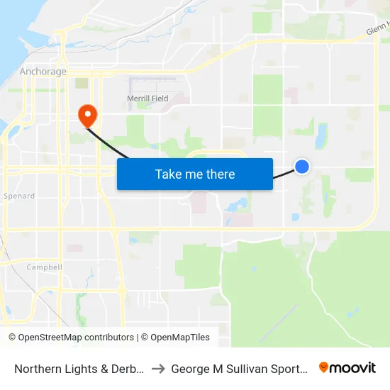 Northern Lights & Derby Wnw to George M Sullivan Sports Arena map