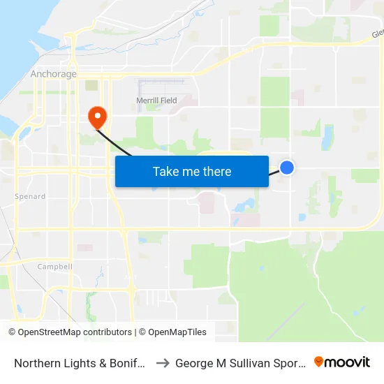 Northern Lights & Boniface Wnw to George M Sullivan Sports Arena map