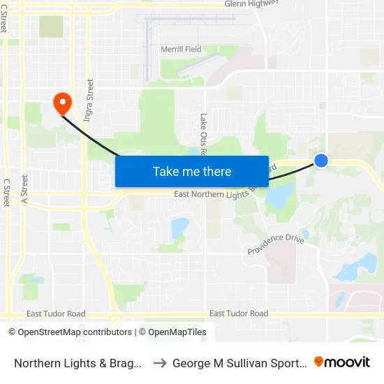 Northern Lights & Bragaw Wnw to George M Sullivan Sports Arena map