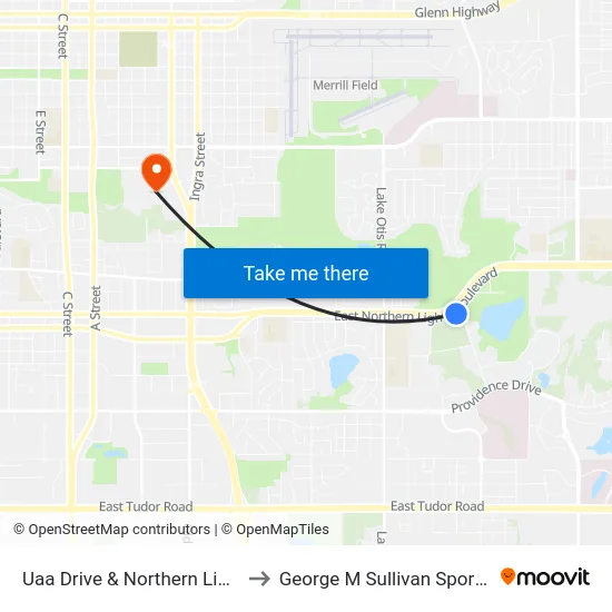 Uaa Drive & Northern Lights Ssw to George M Sullivan Sports Arena map