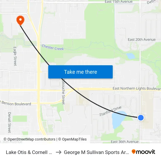 Lake Otis & Cornell Sse to George M Sullivan Sports Arena map