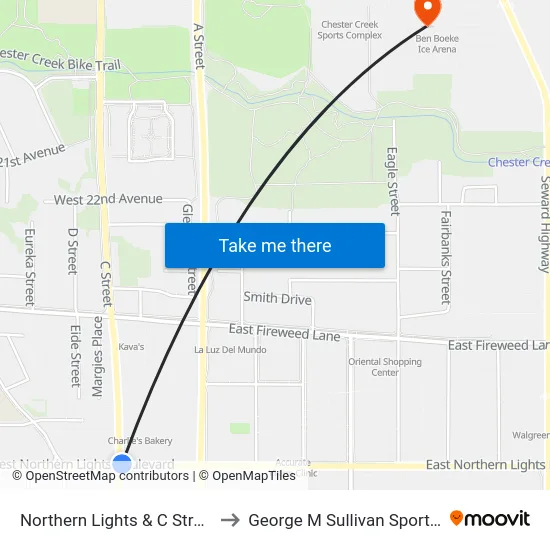 Northern Lights & C Street Wnw to George M Sullivan Sports Arena map