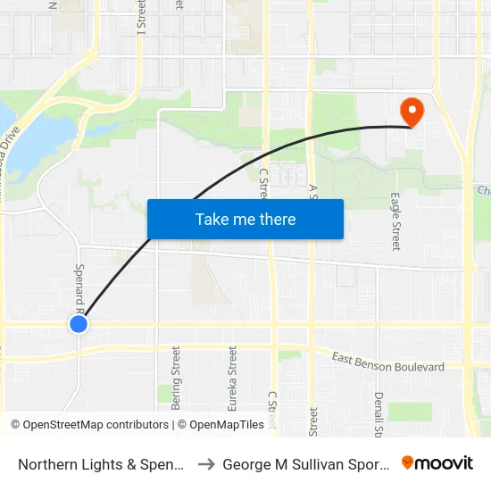 Northern Lights & Spenard Wnw to George M Sullivan Sports Arena map