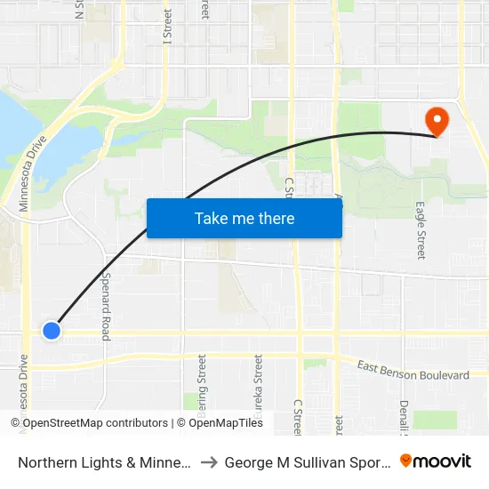Northern Lights & Minnesota Ene to George M Sullivan Sports Arena map
