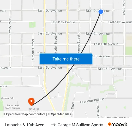 Latouche & 10th Avenue Ssw to George M Sullivan Sports Arena map