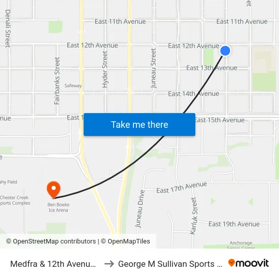 Medfra & 12th Avenue Ssw to George M Sullivan Sports Arena map