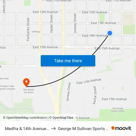 Medfra & 14th Avenue Nnw to George M Sullivan Sports Arena map